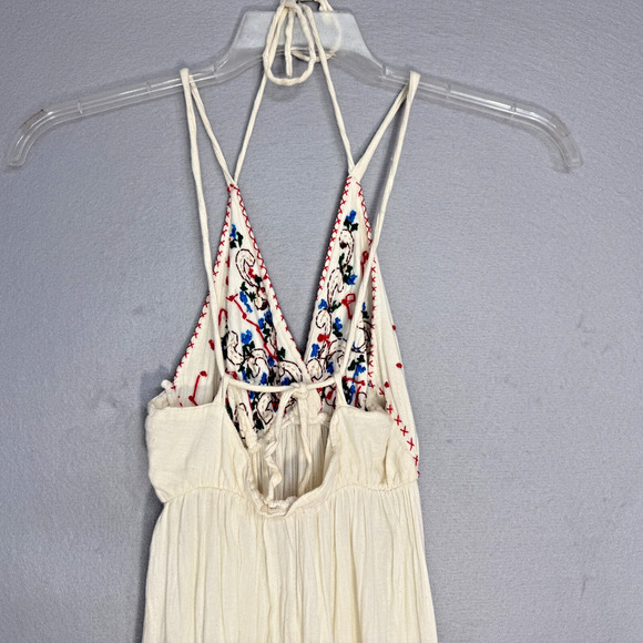 Indie Chic‎ Halter Dress Size S Embroidered Sequins Ruffles Bohemian Cottagecore - Picture 4 of 7